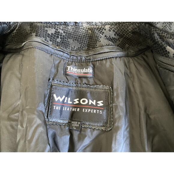 Wilsons Women's Black Leather Thinsulate Zip Out Liner Bomber Jacket Y2K 80s SzL - Picture 5 of 16